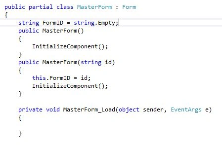 Code for masterform