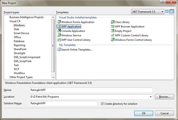 Crating WPF Application Project