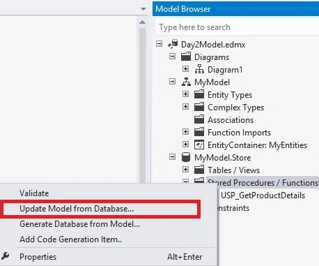 Update model from database