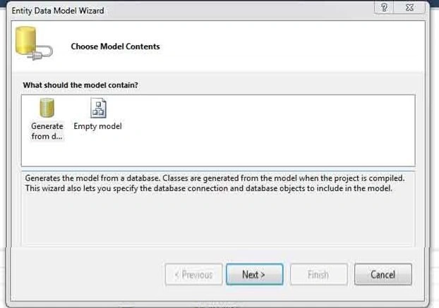 ADO entity Model wizard