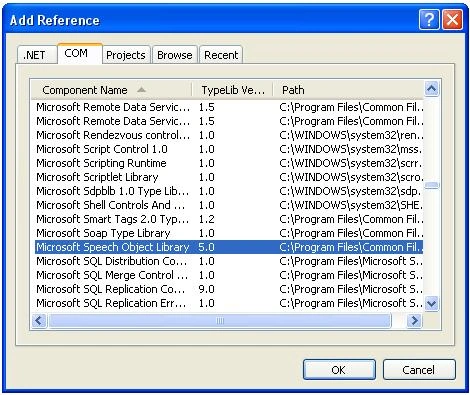 Microsoft Speech Object