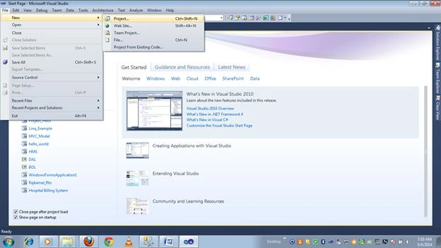 open visual studio