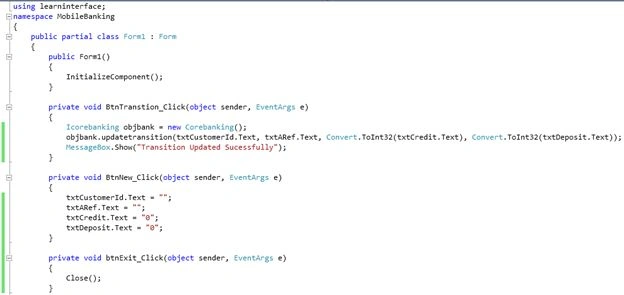 Interface Using C#