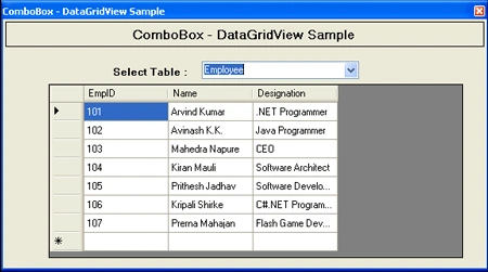ComboBox - DataGridView Sample
