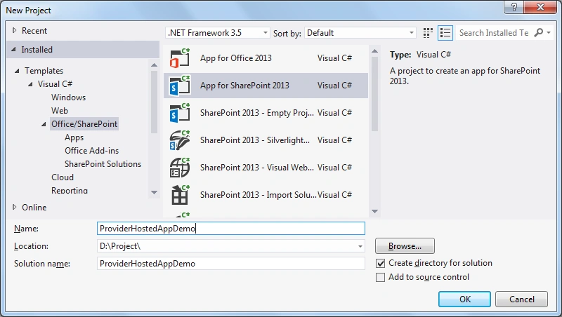 new Visual Studio Project
