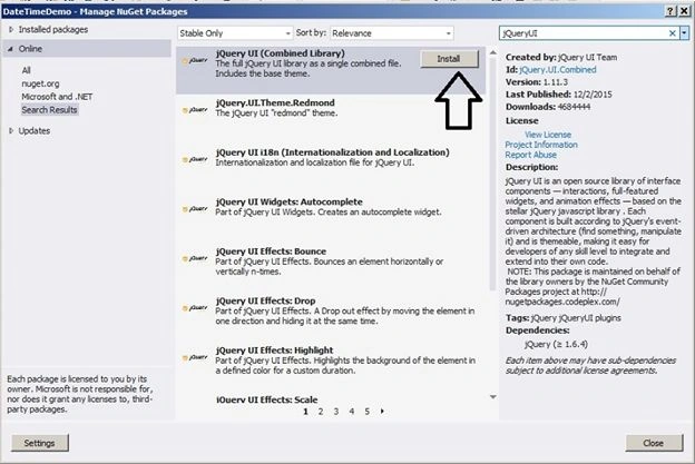 Install jquery