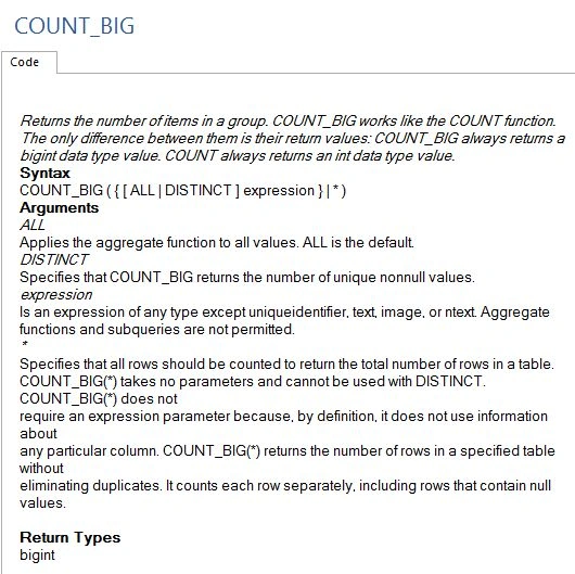 COUNT BIG