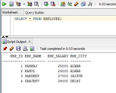 data from table