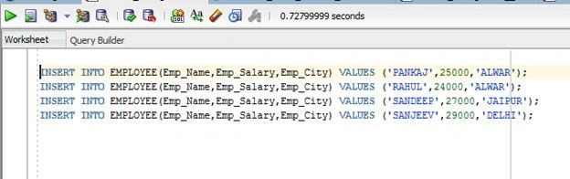 insert some data into table