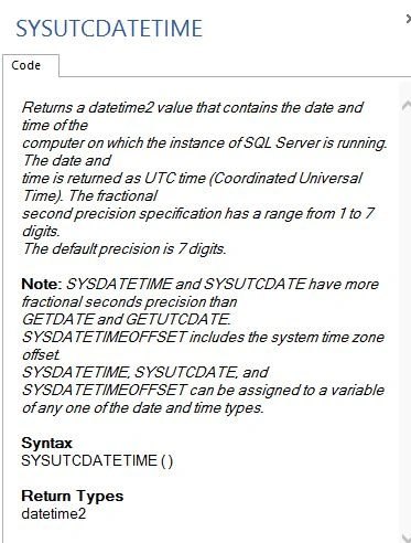 SYSUTCDATETIME