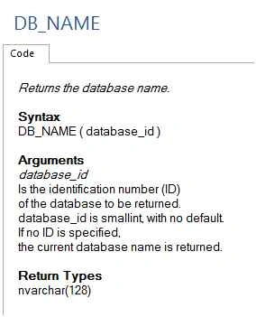 DB NAME