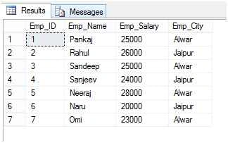 Select all value from table