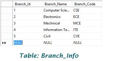 Branch Info