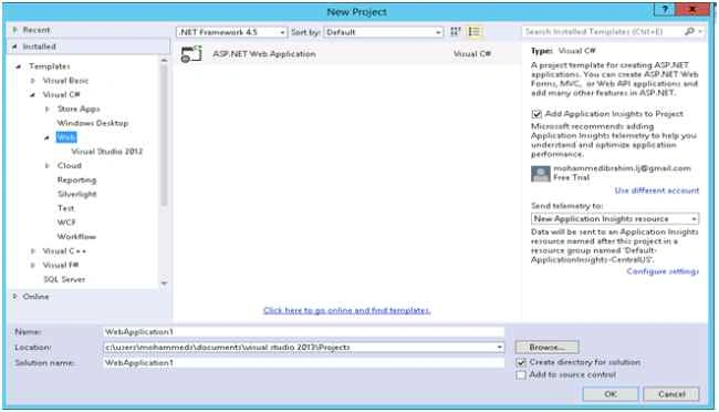 Create a new Web Application