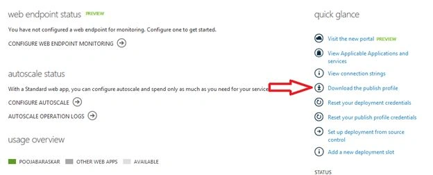 Download the publish profile