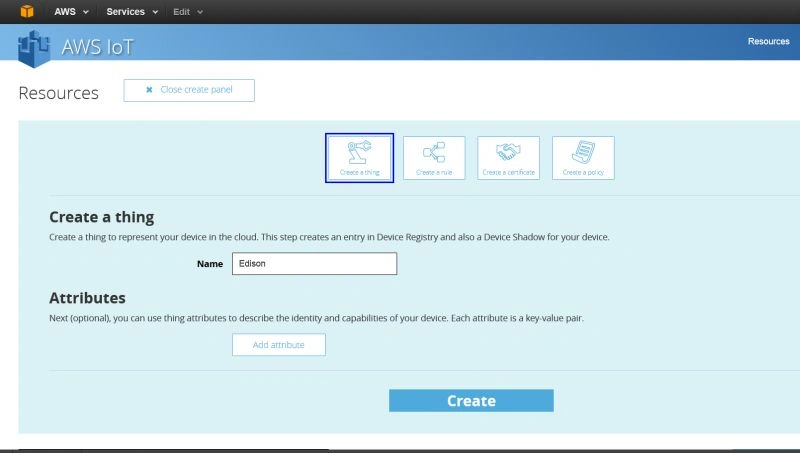 Create and attach thing