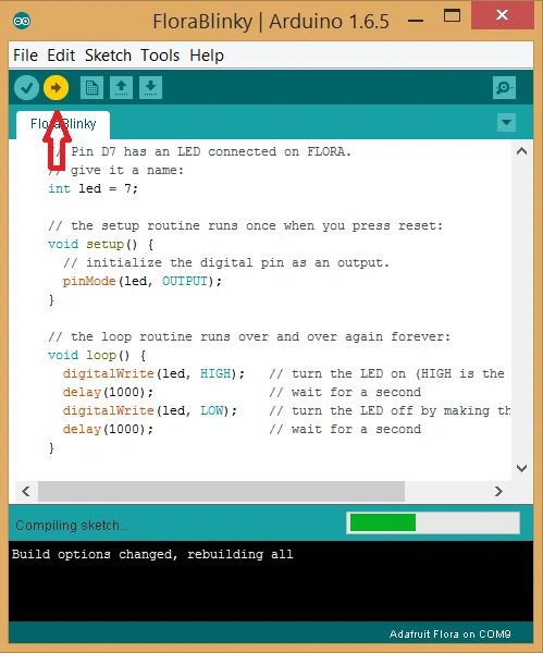 Clicking the arrow