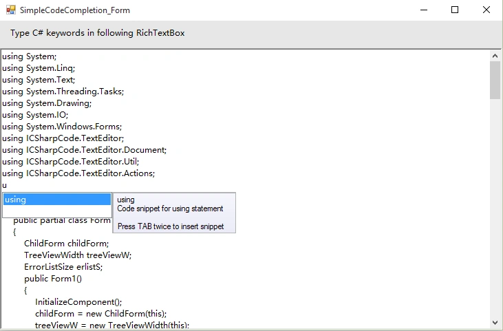 code completion