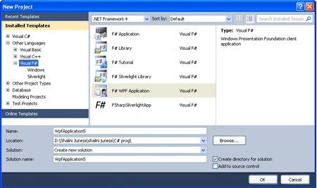 New Project Dialog Box