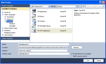 New Project Dialog Box