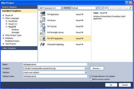 New Project Dialog Box