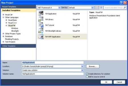 New Project Dialog Box