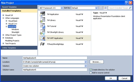 New Project Toolbar