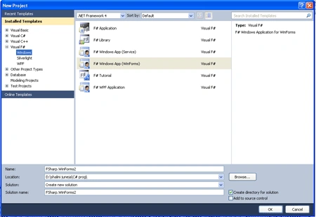 New Project Dialog Box
