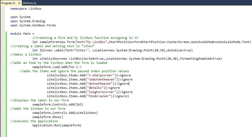 ListBox Example