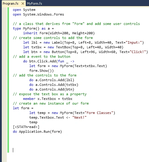 Form Classes Example