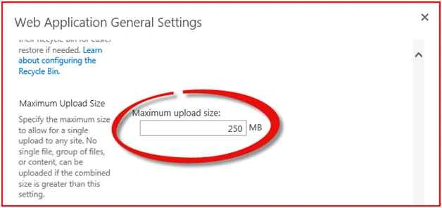 specify the upload size