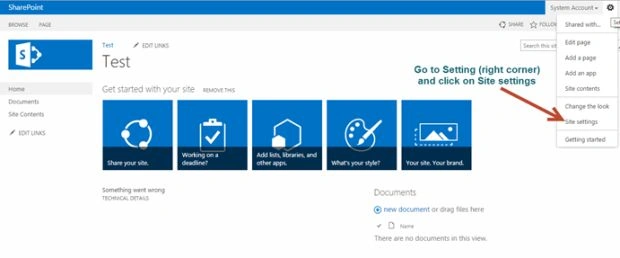 site setting page