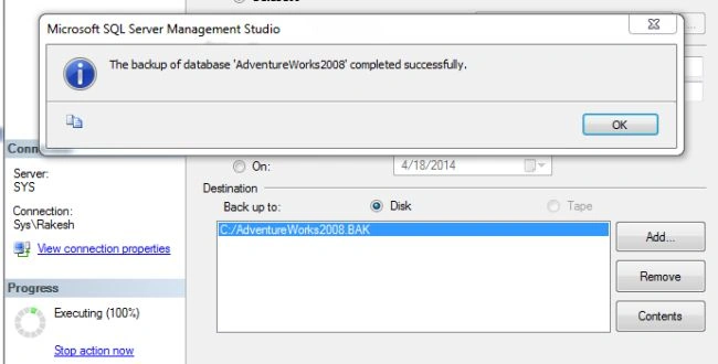 Databse is backup