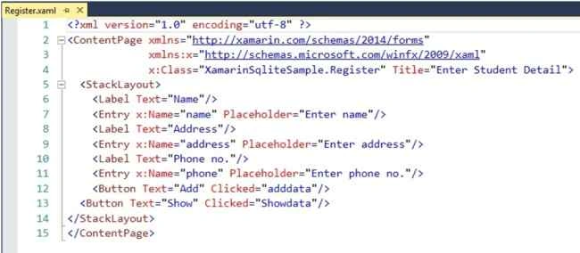 code view of Register