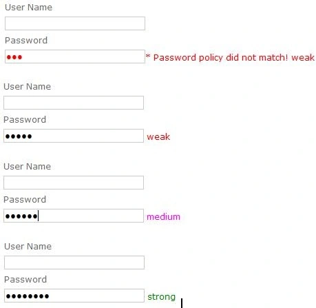 Password policy not match