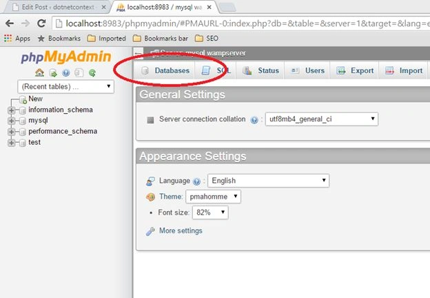 Select Database Option