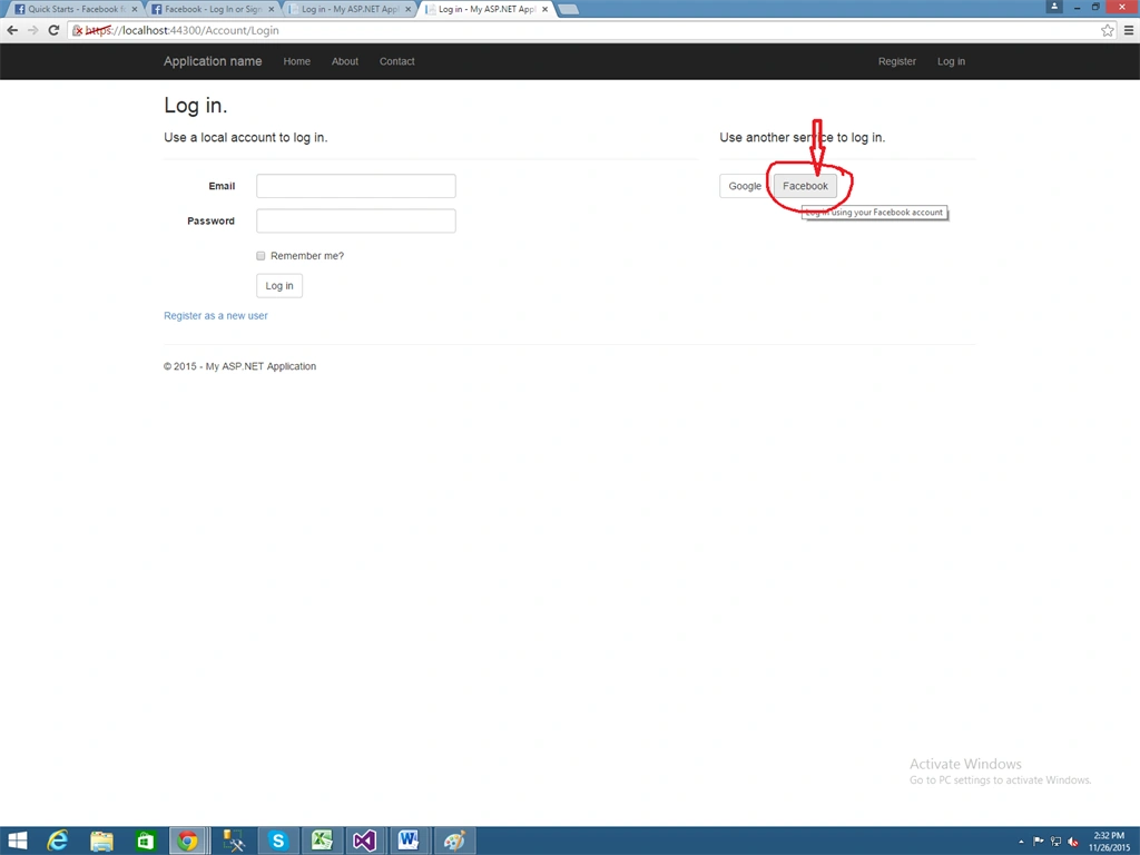 login facebook