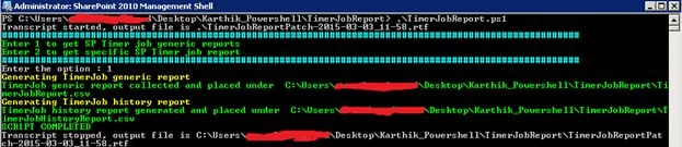 generic timer job reports