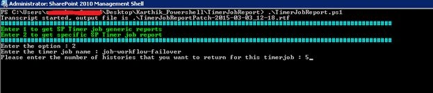 get specific timer job report