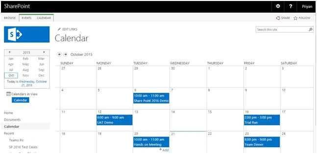 default the Calendar