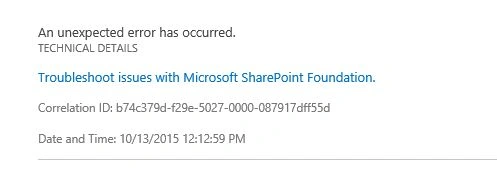 Unexpected error