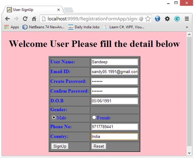 Filling Form
