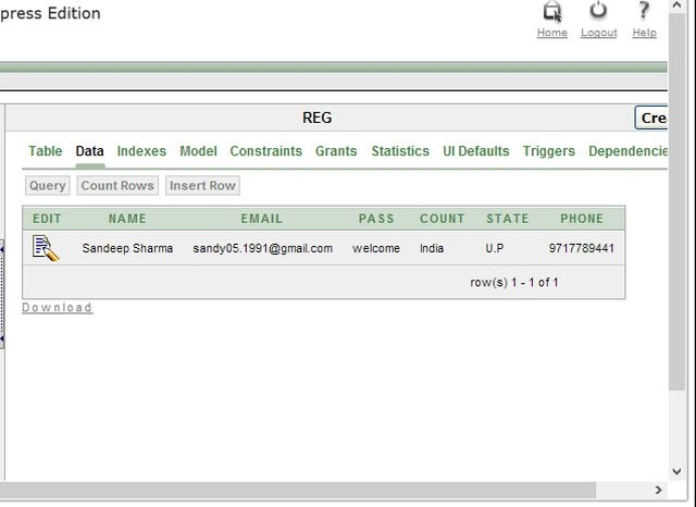 reg.sql table