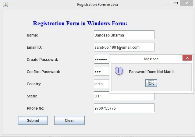 Password Not Match