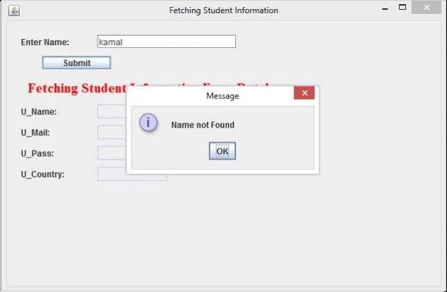 Showing error