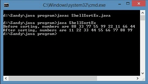 Shell Sort in JAVA