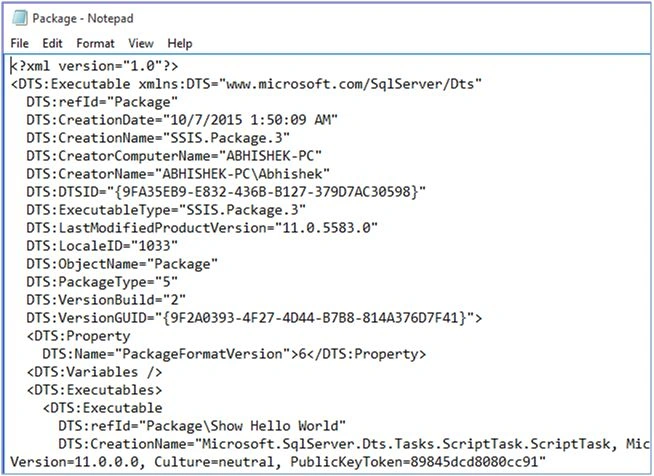 package in Notepad