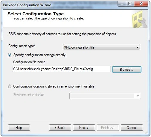 selecting XML configuration 