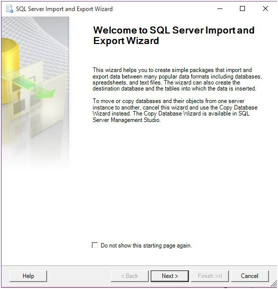 Import and Export Wizard