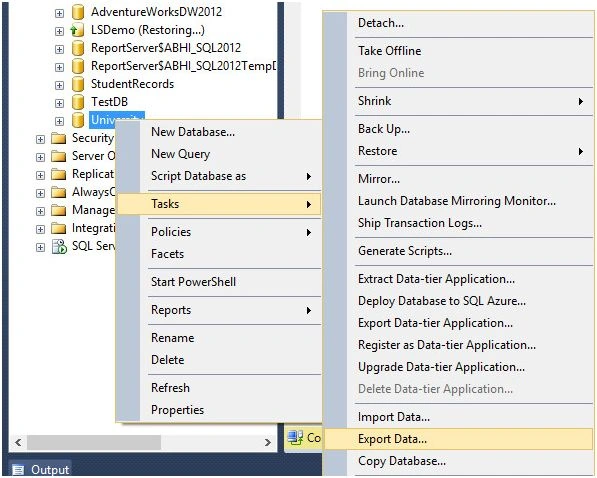 Select Export Data